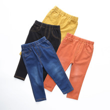 2019 quần trẻ em mùa xuân mùa thu quần trẻ em mới mùa xuân và mùa thu quần jeans trẻ em dệt kim chân mềm Quần jean