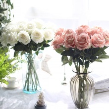 Hoa nhân tạo cung cấp đám cưới flannel hoa hồng mô phỏng nhà máy hoa giả trang trí nhà thủ công MW03332 Nhà máy mô phỏng
