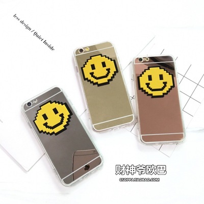 iPhone保护套-韩国镜面像素笑脸 苹果6s手机壳