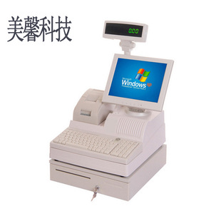电脑软件中英文超市收银POS机 扫描设备超市收银台条码打印一体机