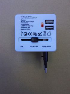 供应 USB 2A 全球通转换插座 万能转插头插座 全球通用充电器