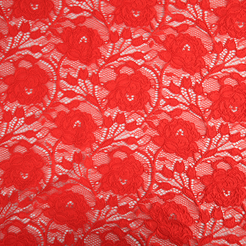 时尚连衣裙玫瑰花蕾丝面料 针织镂空锦纶股线蕾丝面料 厂家现货