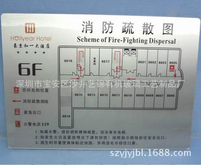 厂家直销商场专用亚克力消防疏散指示牌有机玻璃酒店宾馆提示标牌