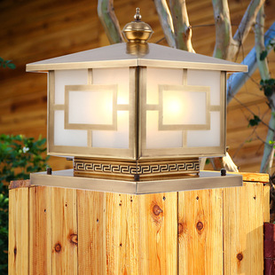 欧式纯铜柱头灯 防水户外墙头水灯具 围墙花园庭院草平 房子灯