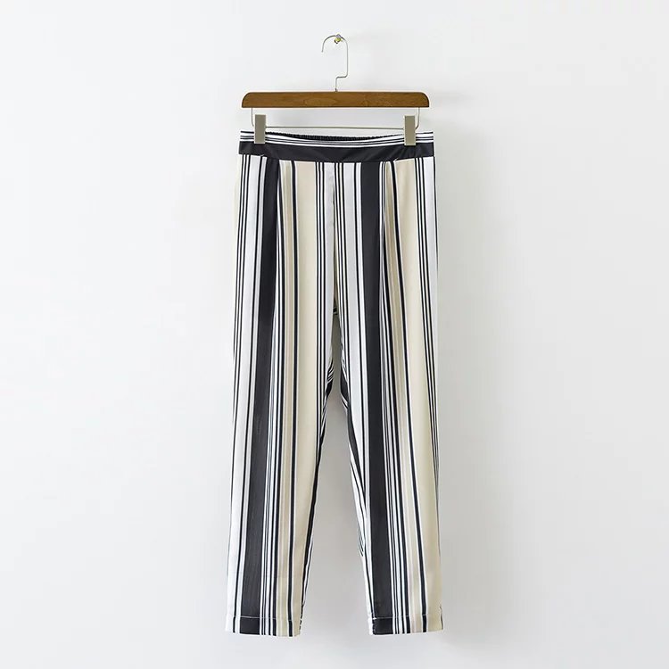 女式休闲裤-支持代发2016新款欧美条纹裤休闲