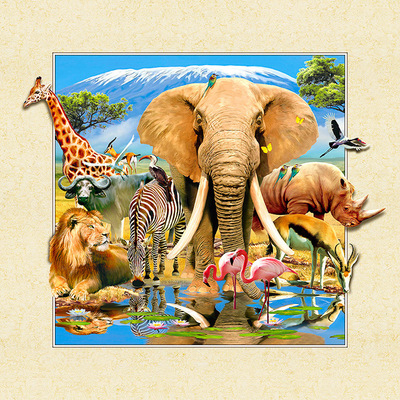 厂家直销5d立体画批发 三维立体画 大象 动物世界 欢迎来样定制