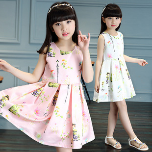 2016夏季新款童装 女童韩版无袖小人连衣裙 中大儿童裙子一件代发