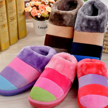 Dép cotton mùa đông với nam và nữ dễ thương đôi nhà màu sắc phù hợp với dép chống trượt dày đáy giày ấm tháng Giày cotton tại nhà