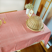 Red kẻ sọc khăn trải bàn bằng vải bông khăn trải bàn hình chữ nhật tròn cà phê nhà khăn trải bàn khăn trải bàn một thế hệ các chất béo Khăn trải bàn / khăn trải bàn