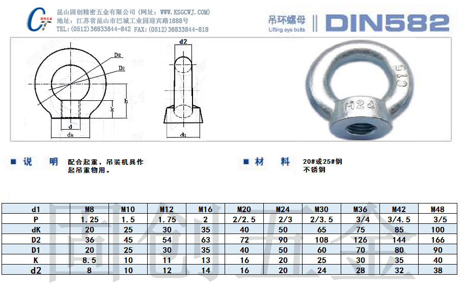 碳钢/不锈钢 吊环螺母 m8-m48 din582