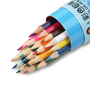 得力文具7014彩色铅笔 24色彩色铅笔 学生绘画铅笔 带卷笔刀