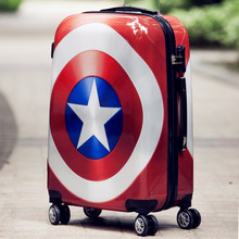 Captain America Cartoon PC vali phổ bánh xe trường hợp nam nội trú vali nữ 20/24 / inch hộp kinh doanh Vali nóng