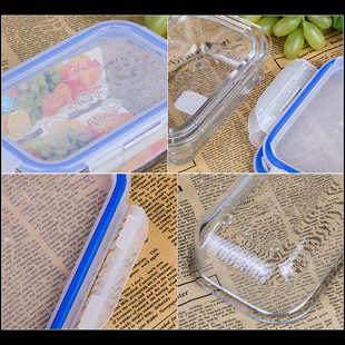 长方形耐热玻璃保鲜盒微波炉饭盒冰箱密封保鲜碗收纳盒小号600ML