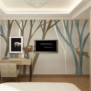 3d立体大型壁画田园森林麋鹿墙纸客厅装修效果图墙纸墙布壁纸-161