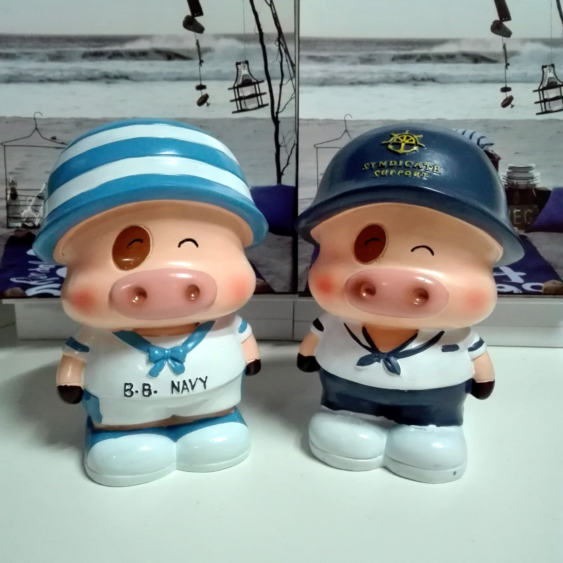麦兜兜海军记 中号树脂钱罐 家饰装饰物 家居软装摆件602-2ab
