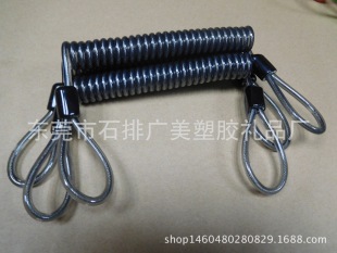 钢丝绳碟刹锁1.25米加长弹簧状钢丝绳晾衣绳头盔防盗提醒绳安全绳