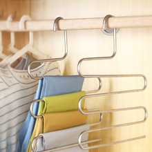S loại nhiều lớp thép không gỉ đa chức năng quần ma thuật giá đỡ quần folder quần quần giá treo móc treo tủ quần áo lưu trữ Móc áo