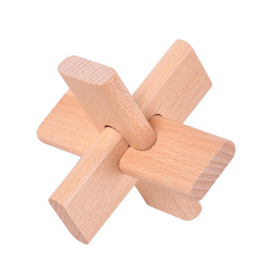 成人古典木制益智玩具孔明锁鲁班球三通锁榉木