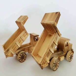 厂家直销 新款木制翻斗车模型 汽车模型 怀旧模型 创意木质工艺品