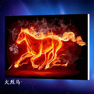 新款diy数字油画50*65火烈马奔腾心境寒塘冷荷批发 纯手绘风景画