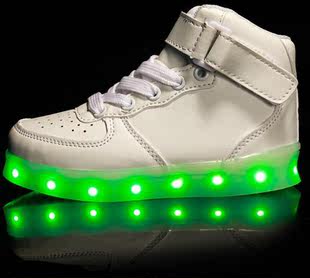 厂家直销高帮七彩灯鞋usb充电夜光鞋 LED发光鞋荧光男女童