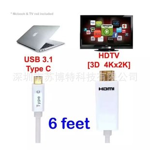 供应 USB3.1 Type-c转hdmi转换线 Macbook12寸转接口电视投影仪