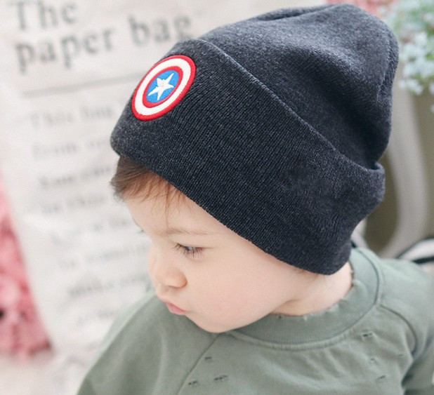批发采购帽子-韩版宝宝帽子男童美国队长套头