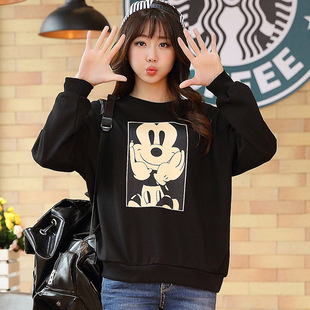 2016秋装新款韩版女装卡通套头卫衣蝙蝠袖套头纯棉女式上衣1668