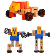 Đồ chơi trẻ em bán buôn xe gỗ người câu đố biến dạng gỗ robot tay chơi mô hình đồ chơi cửa hàng nóng Mô hình robot
