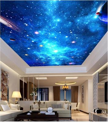 宇宙星空吊顶3d立体天花板壁纸酒店ktv酒吧主题房壁画客厅星云