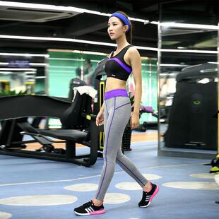 2016新款韩版女子运动健身服瑜伽高弹力束腿裤紧身跑步训练套装
