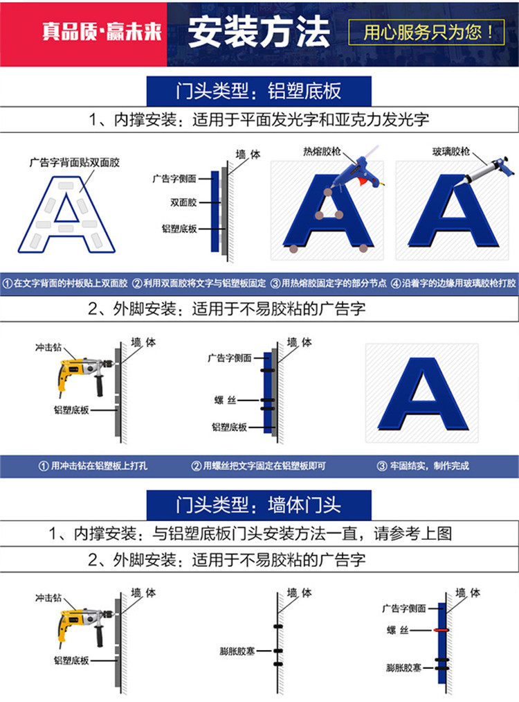 精品不锈钢招牌发光字点阵led亚克力字广告字门头穿孔字定做