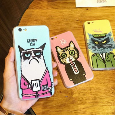 手机保护套-ins爆红不爽猫iphone6S手机壳 苹果