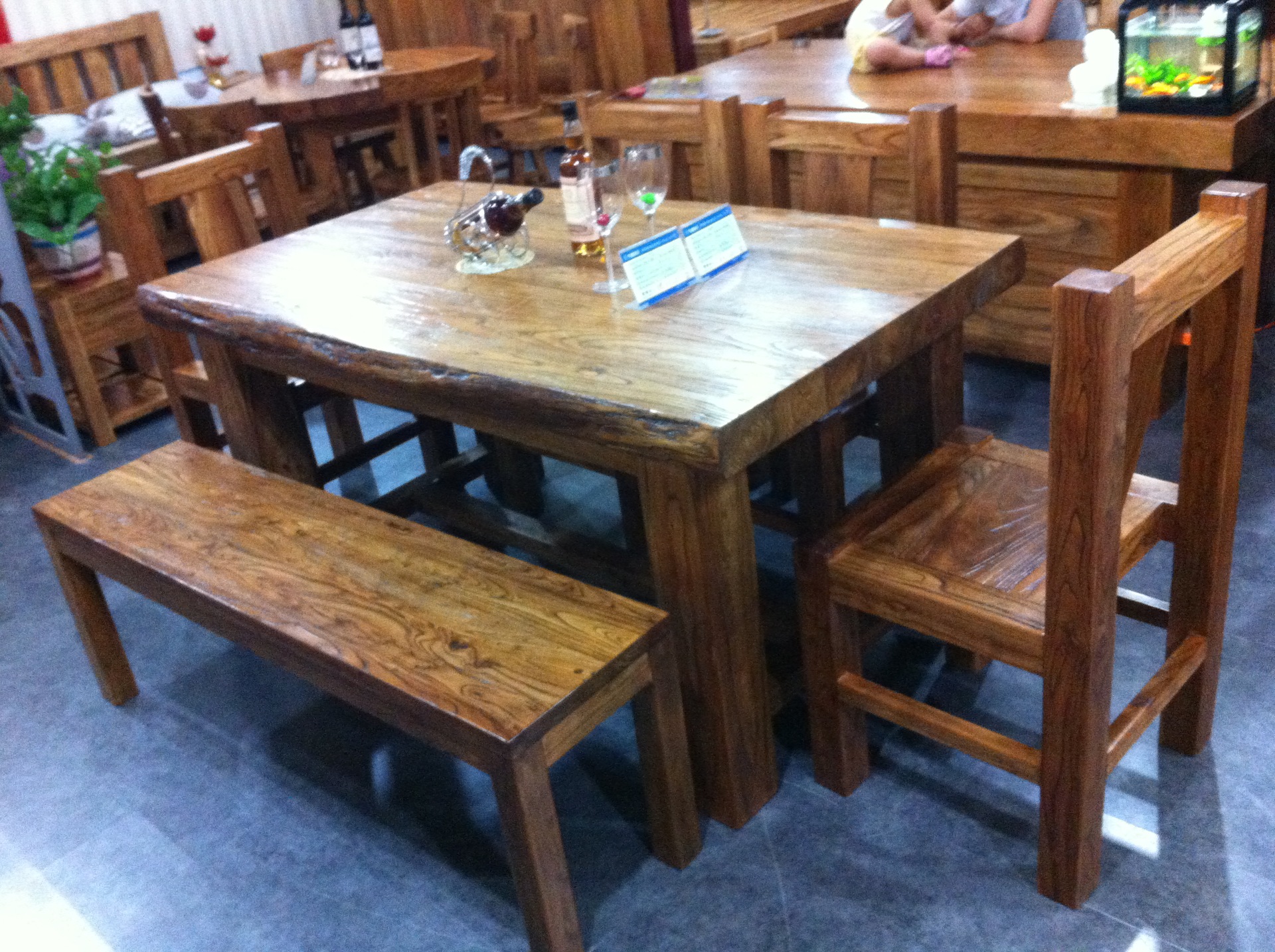 山东老榆木家具,餐桌餐椅,长条凳