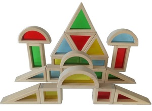 玩具20块大号彩色透明积木木制儿童益智玩具城市堆积木