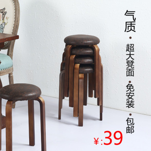 小凳子实木圆凳子椅子家用餐桌凳高木凳时尚简约简易木头板凳