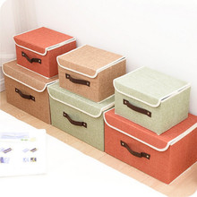 Bán buôn vải lanh chất lượng cao thuận tiện gấp hộp lưu trữ với nắp hộp quần áo hộp lưu trữ hộp đồ chơi hộp lưu trữ Hộp lưu trữ