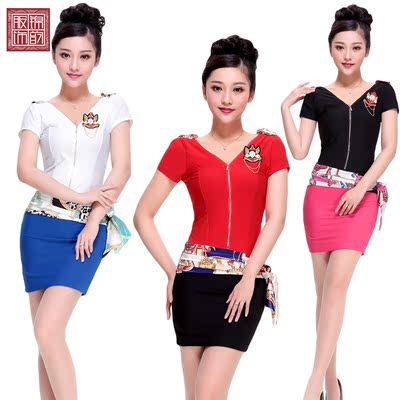 2016新款夏小姐足浴工服夜店性感桑拿技师会所工作服公主连衣裙
