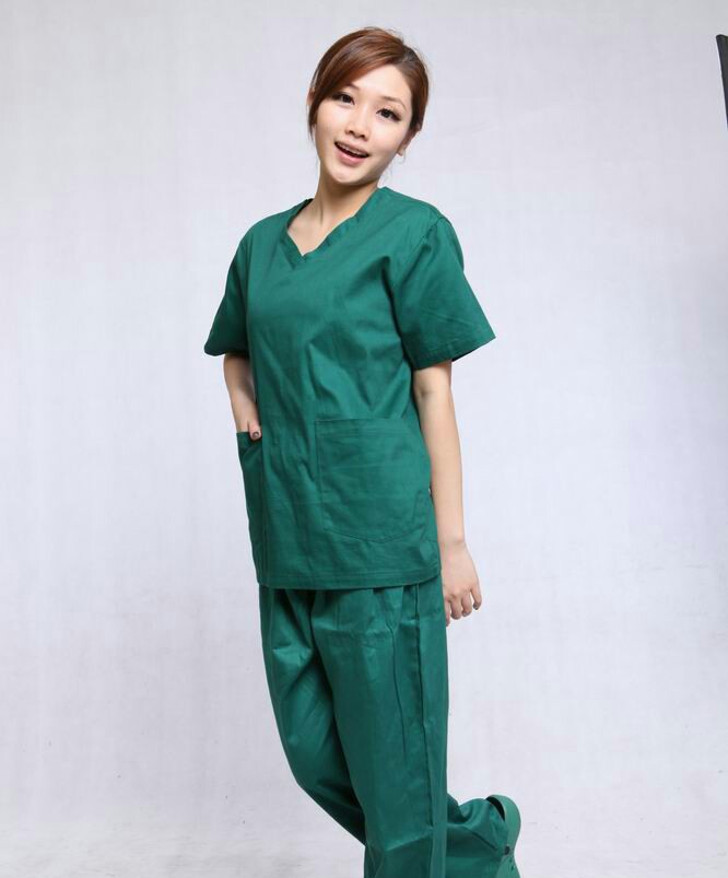 手术衣纯棉医用 急救服 美容院工作服洗手衣 手术室墨绿色隔离衣