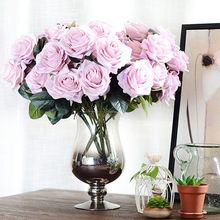 Ide hoa nhân tạo bán buôn 10 hoa hồng Pháp trang trí nhà giả hoa cưới cung cấp hoa lụa Nhà máy mô phỏng