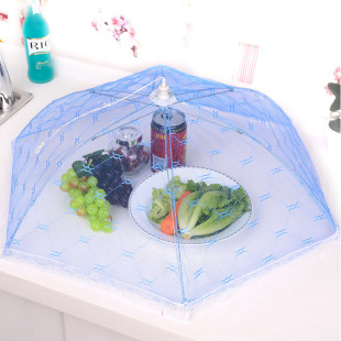 蕾丝折叠圆形饭菜罩 餐桌防苍蝇食物水果透气盖罩 伞形桌罩小号