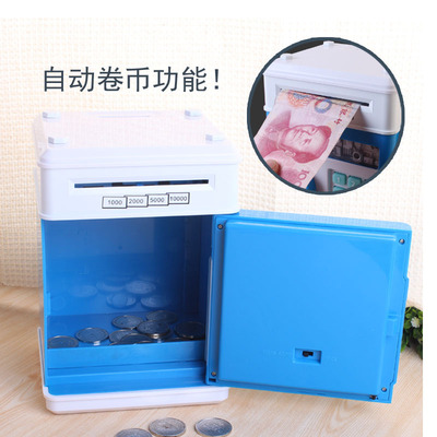 [厂家直销] 迷你密码保险箱存钱罐 吸钱卷币彩绘超大号atm存钱