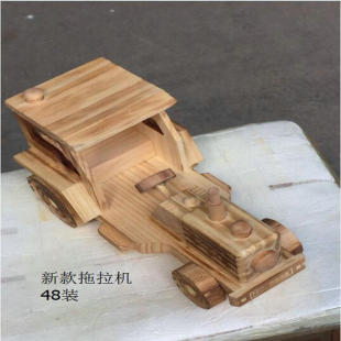 义乌批发 木制 纯手工 木头拖拉机 摆件 木质农用车模型