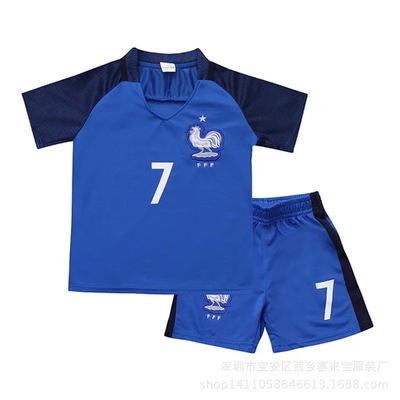 足球服-批发2016法国队主场童装足球服套装自