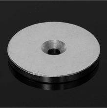 厂家直销钕铁硼强磁 圆形沉头孔强力磁铁 镀镍磁钢片带孔来样订做