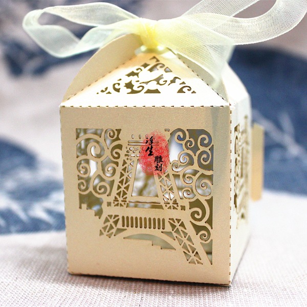 婚礼创意喜糖盒子激光镂空埃菲尔铁塔结婚纸盒tower速卖通货源