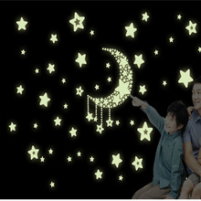 Đáng yêu huỳnh quang sao dán trăng A4 kích thước giấy dán phát sáng của trẻ em nhà cartoon dán tường trang trí bán buôn Nhãn dán tường