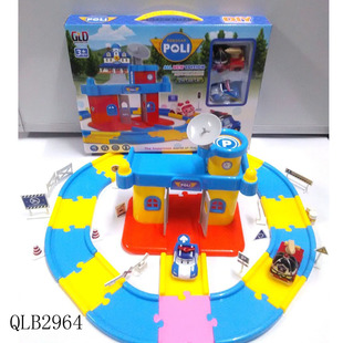 儿童珀利合金变形机器人玩具 POLI滑行合金场景套装 过家家玩具