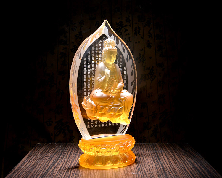 厂家批发古法琉璃佛像观音菩萨11寸观世音佛堂寺庙供奉装饰品