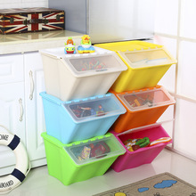 hộp lưu trữ lớn nhựa stackable tổ chức đồ chơi lưu trữ hộp tủ hộp lưu trữ hộp bếp cạnh giường ngủ của trẻ em Giỏ lưu trữ